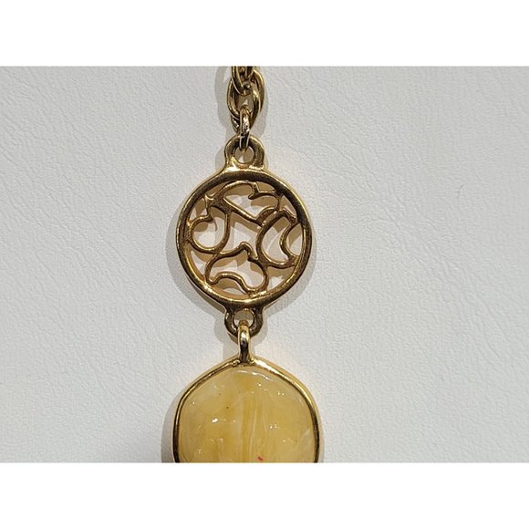 Vintage Sarah Coventry Necklace Gold Tone Twist Chain Amber Yellow Discs 18" - Picture 5 of 5